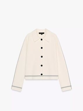 Zara Cream Button-Front Jacket with Black Trim and skirt